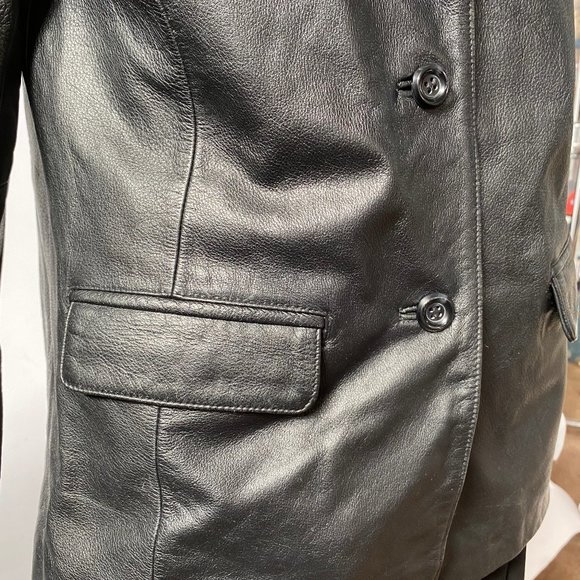Black Genuine Leather Jacket by Ferrar - sz Med - Picture 11 of 16